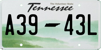 TN license plate A3943L