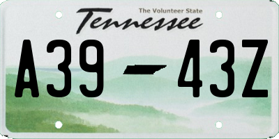 TN license plate A3943Z