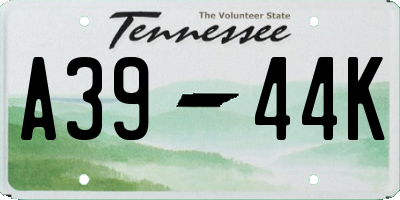 TN license plate A3944K
