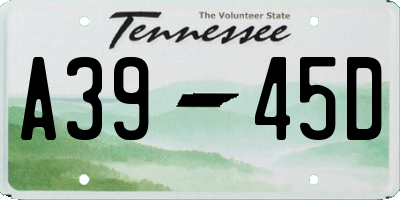 TN license plate A3945D