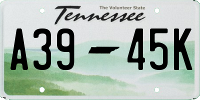 TN license plate A3945K