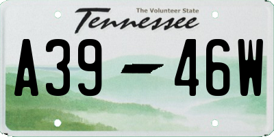 TN license plate A3946W