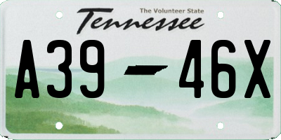 TN license plate A3946X