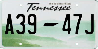 TN license plate A3947J