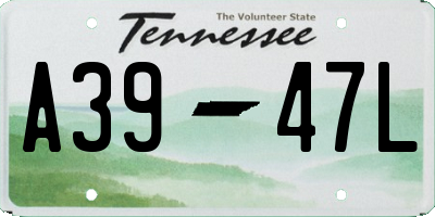 TN license plate A3947L