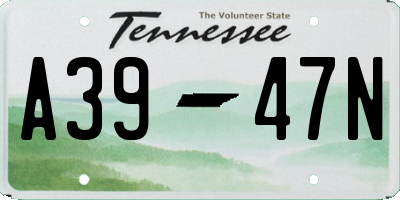 TN license plate A3947N