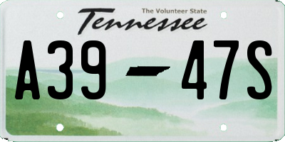 TN license plate A3947S