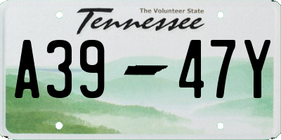 TN license plate A3947Y