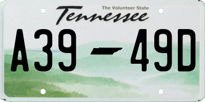 TN license plate A3949D
