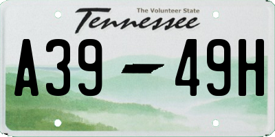 TN license plate A3949H