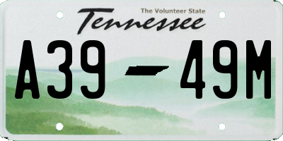 TN license plate A3949M