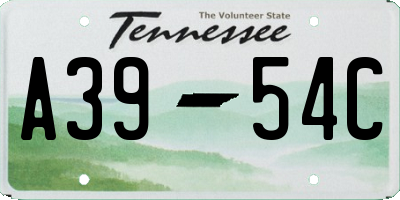 TN license plate A3954C