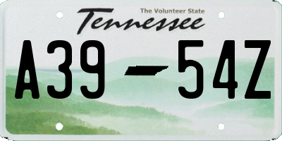 TN license plate A3954Z
