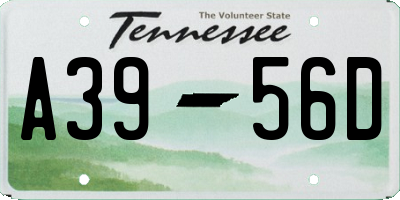 TN license plate A3956D