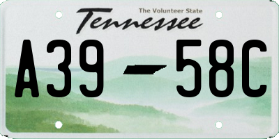 TN license plate A3958C
