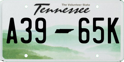 TN license plate A3965K