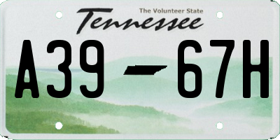 TN license plate A3967H