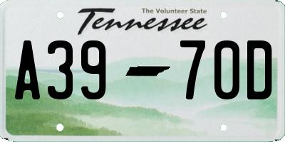 TN license plate A3970D