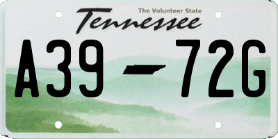 TN license plate A3972G
