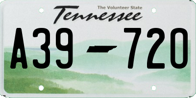 TN license plate A3972O