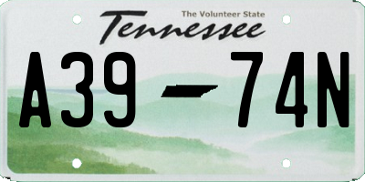 TN license plate A3974N