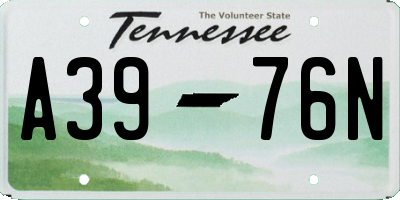 TN license plate A3976N
