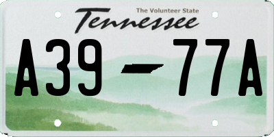 TN license plate A3977A