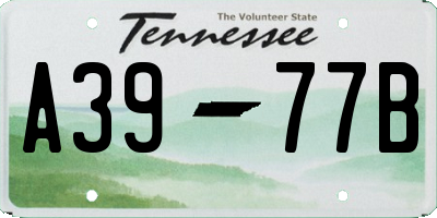 TN license plate A3977B