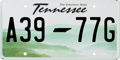 TN license plate A3977G