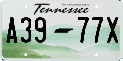 TN license plate A3977X