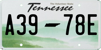 TN license plate A3978E