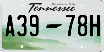 TN license plate A3978H