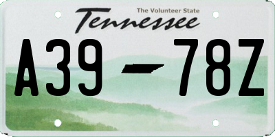 TN license plate A3978Z