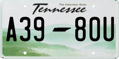 TN license plate A3980U