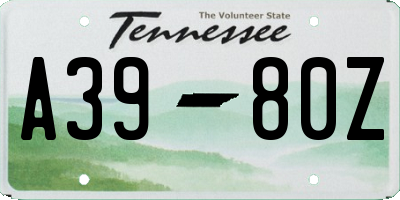 TN license plate A3980Z