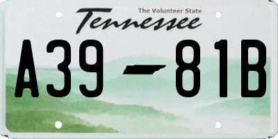 TN license plate A3981B