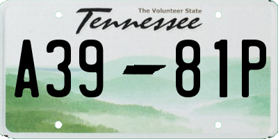 TN license plate A3981P