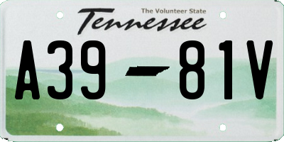 TN license plate A3981V