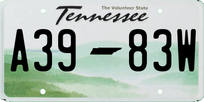 TN license plate A3983W