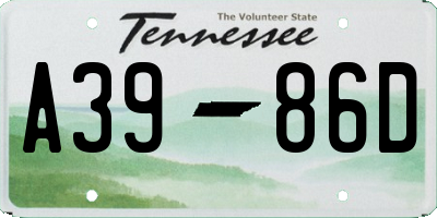 TN license plate A3986D