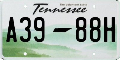 TN license plate A3988H