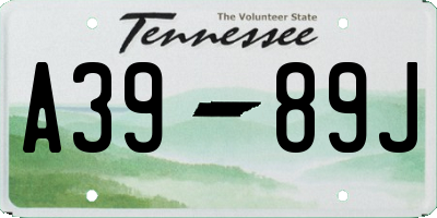 TN license plate A3989J