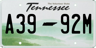 TN license plate A3992M