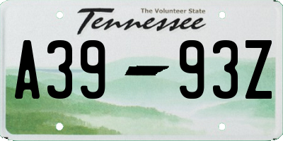 TN license plate A3993Z