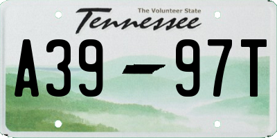 TN license plate A3997T