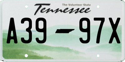TN license plate A3997X