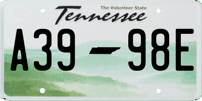 TN license plate A3998E