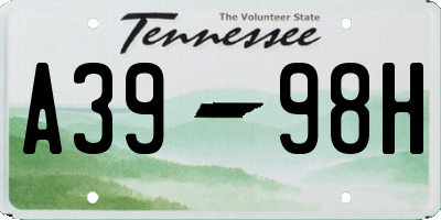TN license plate A3998H