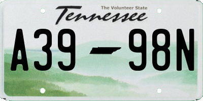 TN license plate A3998N