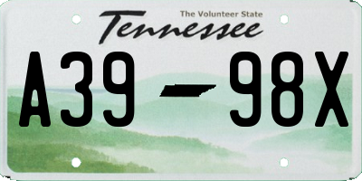 TN license plate A3998X
